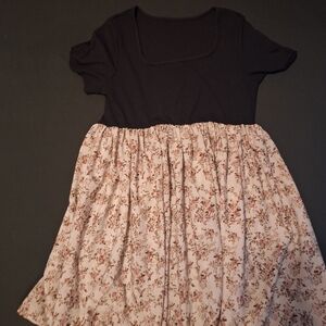 Floral Skirt Black Top Dress